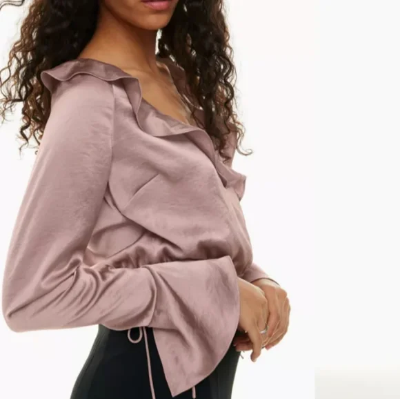 Spartina Satin BlouseSatin V-neck ruffle blouse - Picture 3 of 10